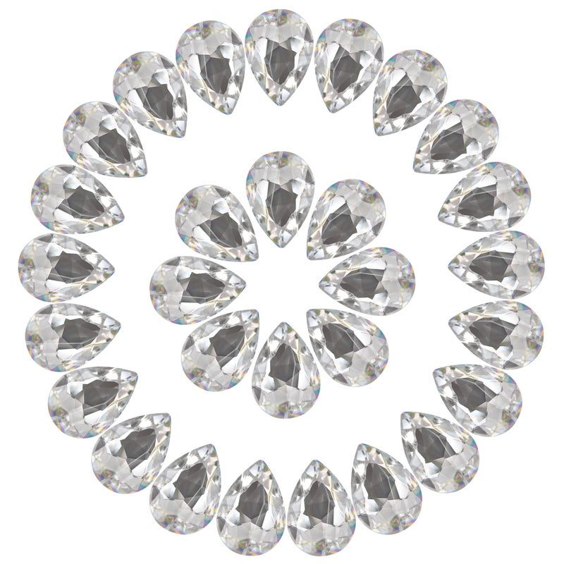 Jyukan DIY Teardrop Crystal AB Resin Rhinestone Pointback Glass Faceted Jewelry Making Craft (50Pcs) - Image 1